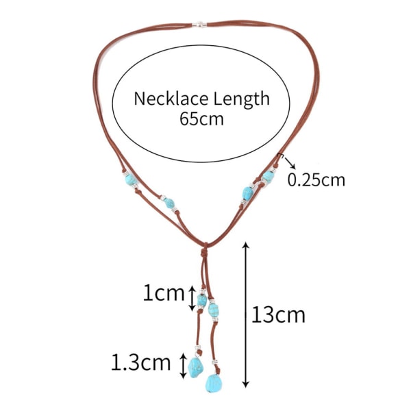 Bohemian Lang Halskjede med Turkis Anheng Sexy Rock Håndlaget