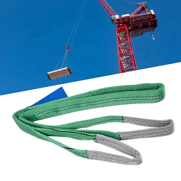 2T Flat Løfteslynge Høystyrke Polyester Kranløft Webbing Stropper Rigging Tilbehør 2 Meter