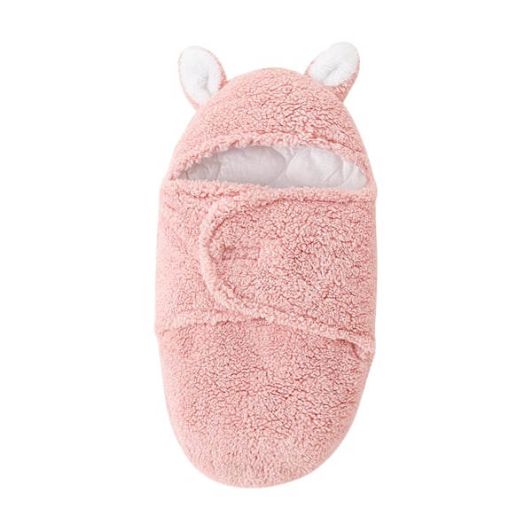 Chic Djurtema Nyfödd Babyfilt, Justerbar Inslagning med Mjukt Plyschmaterial, Unisex Filt för 0-6 Månader (Rosa)