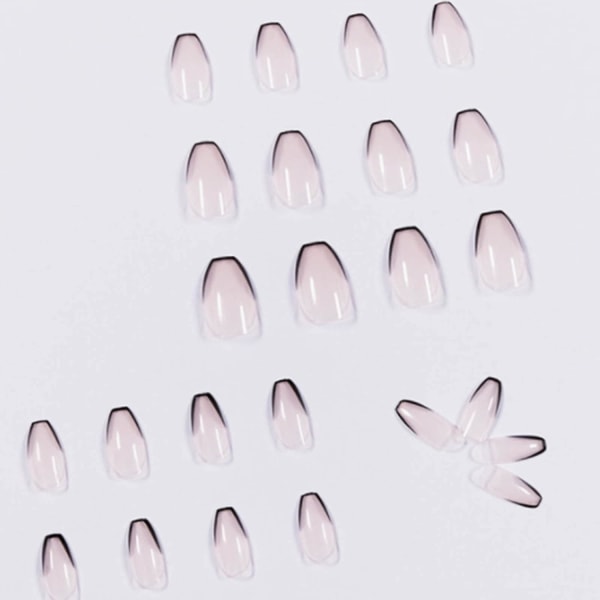 Medium tryck på naglar med design falska naglar tips Cover akryl svarta lösnaglar för kvinnor och flickor24PCS