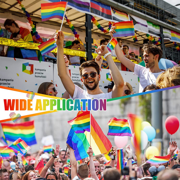 50-pack Rainbow Pride-flagga Liten miniflagga Handhållen flaggstav