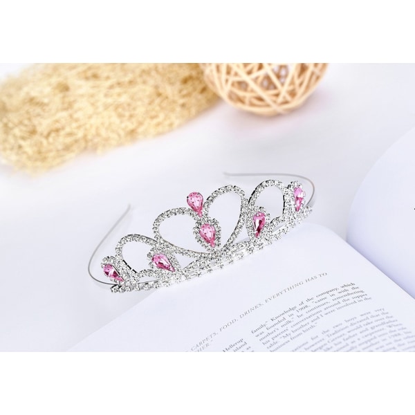 Lovelyshop Pink Gems Rhinestone Tiara, til små og store børn