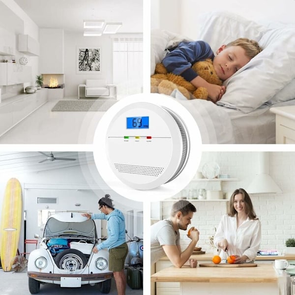 Digital Kolmonoxidlarmdetektor med Display, Stabil Funktion, Lång Livslängd, Elektrokemisk CO-sensor, För Hem Och Kontor (Batteri Ingår Ej)