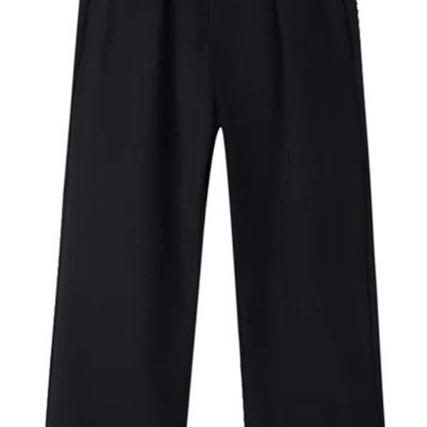 Mænds Suit Bukser Straight Leg Wide Leg Bløde Åndbare Elastiske Mænds Løse Casual Bukser til Forår Efterår Sort XL
