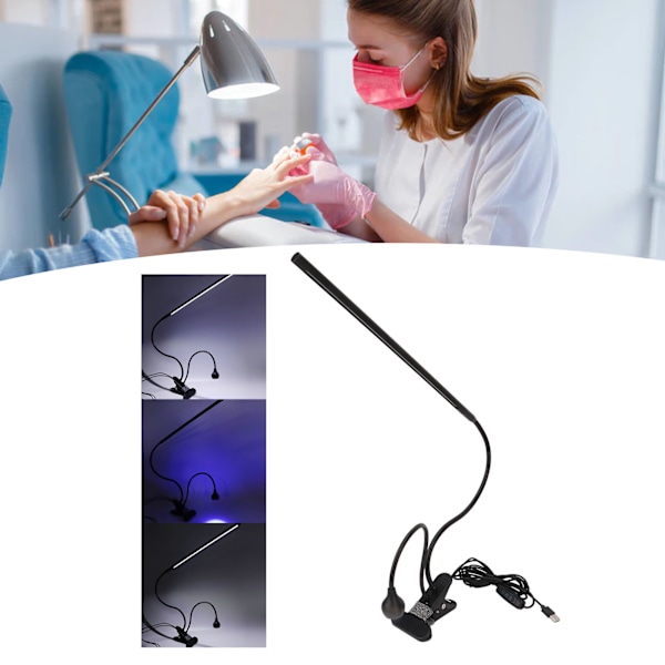 2 i 1 USB Neglelampe Dobbelt Hode Justerbar 7W 10 Trinn 3 Moduser Negleherdende Lampe Tørker