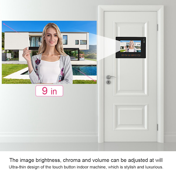 9 tum Trådbunden Video Intercom Dörrtelefon Dörrklocka Access System Dörrkamera 110-240V(EU)
