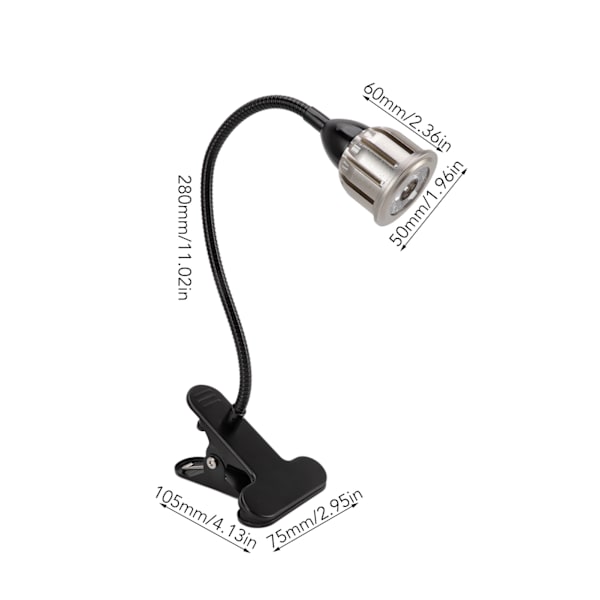 LED Akvarielys COB Chip 360 Graders Rotationsklips Akvarielys med Fleksibel Svanehals EU Stik 100‑240V QL‑X6 7W Tricolor