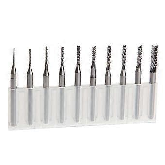 10 stk. 1/8'' 0,8-3,175 mm Bor Bits Graveringskutter Rotary PCB CNC Endefresersett