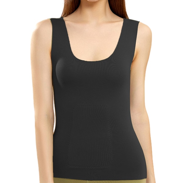 Basic dame camisole termisk undertøj, tyk foret tanktop, sort