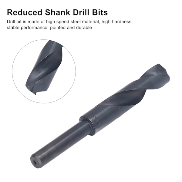 Reduceret Skaft Bor Bits Højhastigheds Stål Sort Twist Bor Bit til Aluminium Kobber 18,5mm