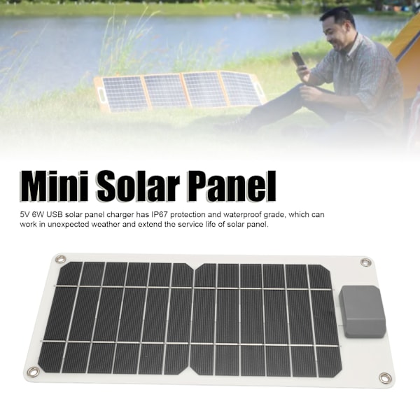 5V 6W USB Solpanel Laddare IP67 Utomhus Vattentät Mini Monokristallin Silikon Solpanel Laddare GKM320 145W Vit