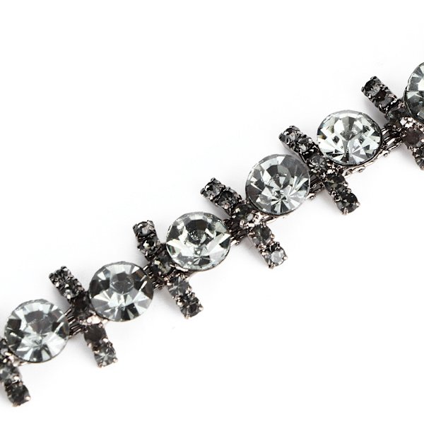 1 Yard Kristallglas Rhinestones Trimkedja DIY Kläder Smycken Kostym Applikation Grå