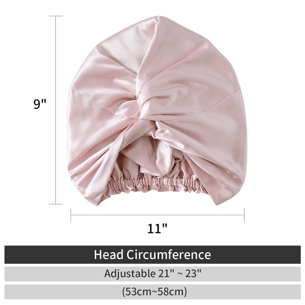 Silke Sleep Cap for kvinner Hårpleie, Natural Silk Night Bonnet wit