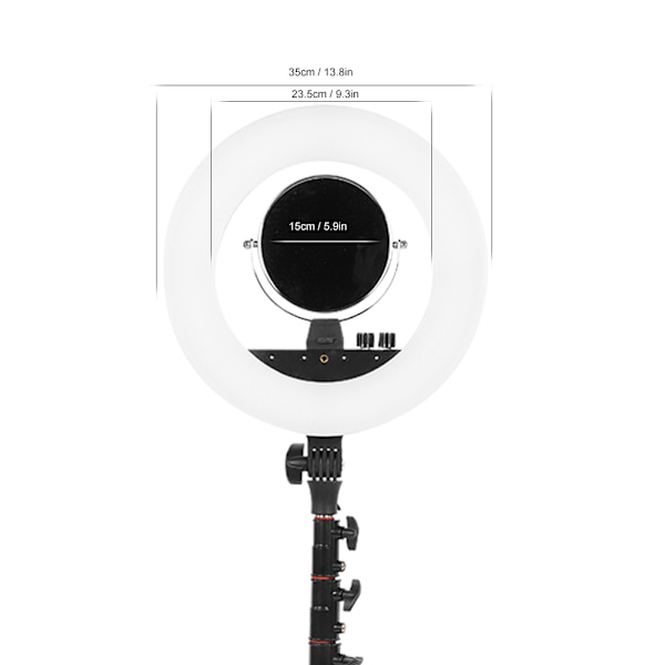 14 Tuuman LED Himmennettävä Valokuvaus Selfie-rengasvalo Live-lähetykseen Kosmetiikan Täyttövalona (Musta) 110-240V EU-pistoke