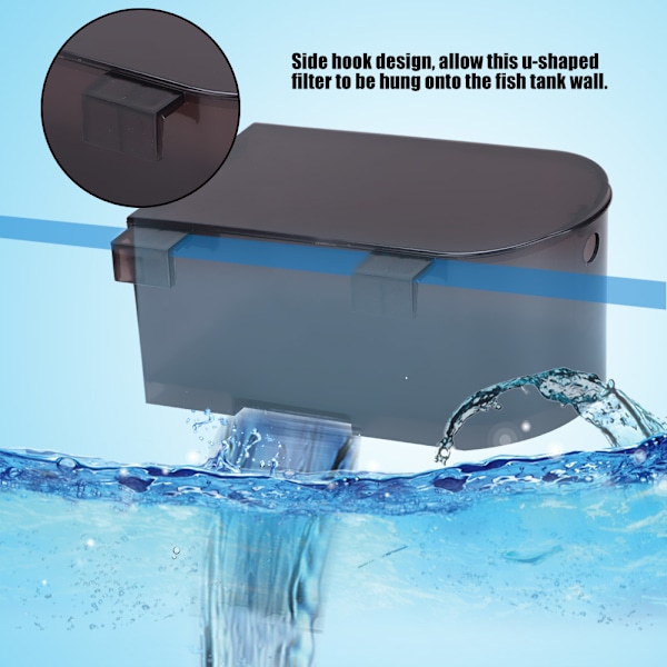 Ultrastille Akvarium U-Formet Hengende Filter med Vannpumpe Svart 220-240V(S)