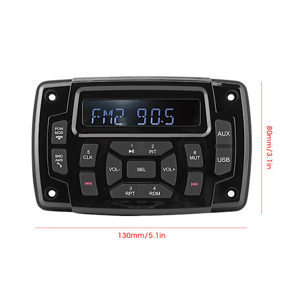 12V MP3-soitin Bluetooth FM AM stereovastaanotin IP66 vedenkestävä lisävaruste veneille