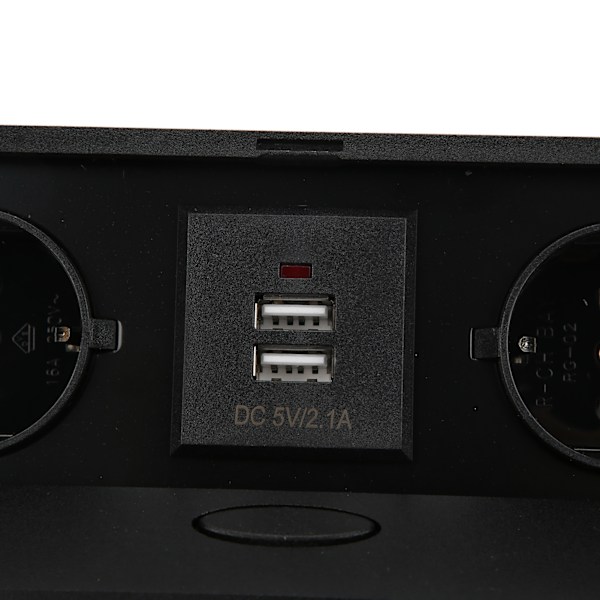 Dobbelt EU-stikkontakt Bordindbygget Dobbelt USB med Langsom Fjederdæmpning AC250V 16A