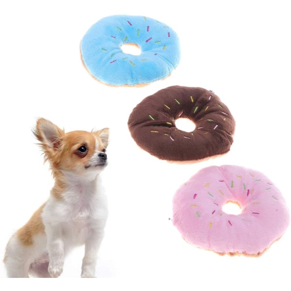 Hundetyggetøj Blød plys donutformet knirkende knirkende lyd