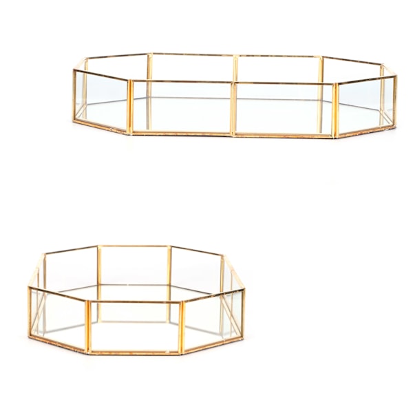 Sofistikerad dekorativ bricka, klar design mångsidig sminkbricka med guldfinish för heminredning, elegant sminkorganisatör med hållbarhet