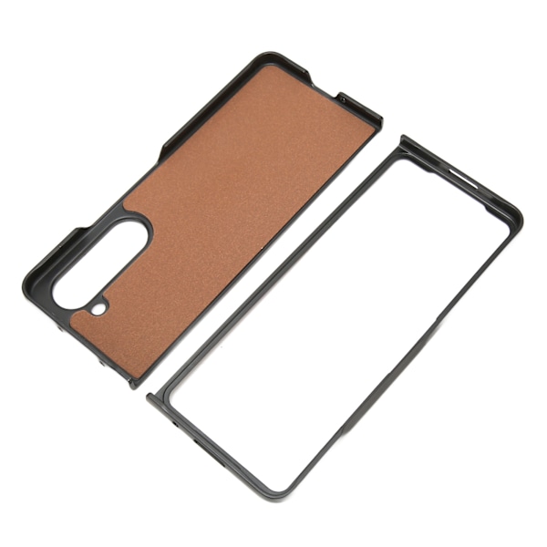Vikbar Skärm Telefonskal Syntetiskt Läder Skyddande Vikbart Telefonskal för Samsung Galaxy Z Fold 5 Tvåfärgat Nötskinn Blå