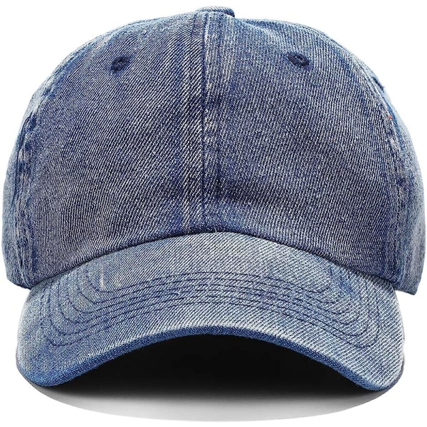 Vasket Baseball Cap Distressed Denim Bomull Dad Hat Justerbar P