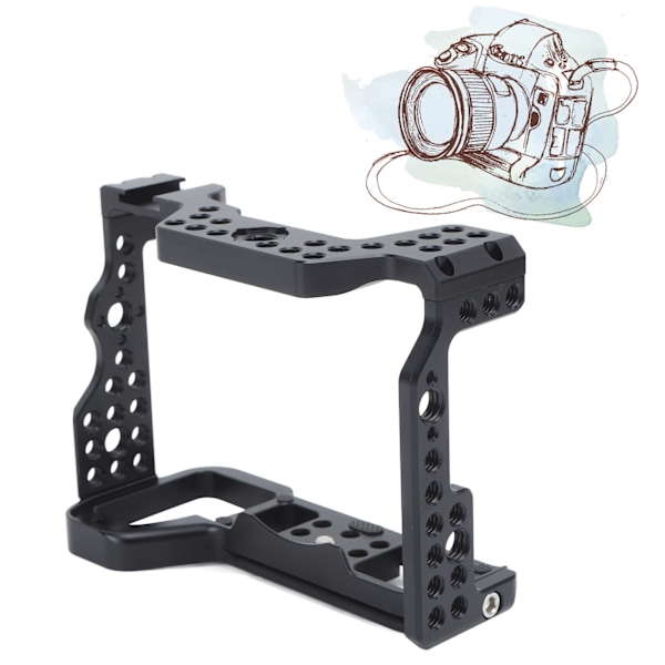 Aluminum Alloy Camera Cage with 1/4 Inch 3/8 Inch Screw Holes Cold Shoe Mount for A7R3 A74 Camera