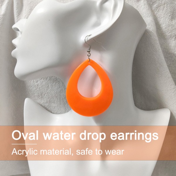 Oval dråbe akryl øreringe, vintage simple øreringe