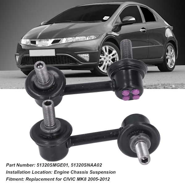 2 kpl Etuakselin Jousitus Vakaajan Linkit 51320SNAA02 Vaihto CIVIC MK8 2005‑2012