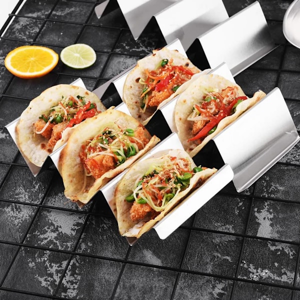 Gourmet Taco Artisan, Taco-ställ i metall U-format rostfritt stål värmebeständigt, Taco-skalsformare för måltider av restaurangkvalitet