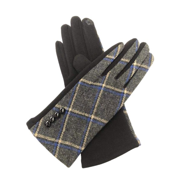 Dam vinter ylle handskar diagonal rutig och fleece handskar th