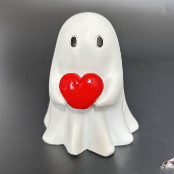 Halloween Spøgelsesfigur, Hjerteformet Spøgelse, Indendørs og Udendørs Halloweenpynt, Borddekorationer