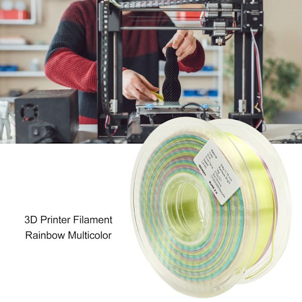 PLA Filament Färggradient Regnbåge Flerfärgad Silkeslen Glansig 1.75mm 3D-skrivarfilament