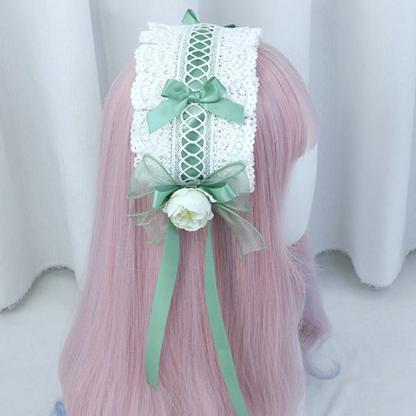 Blonder pannebånd Lolita Maid Flower Hodeplagg Ornamenter Ribbon Vint