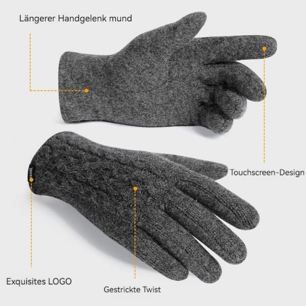 Stickade vinterhandskar, unisex, pekskärm, elastiska, vindtäta, svarta, one size