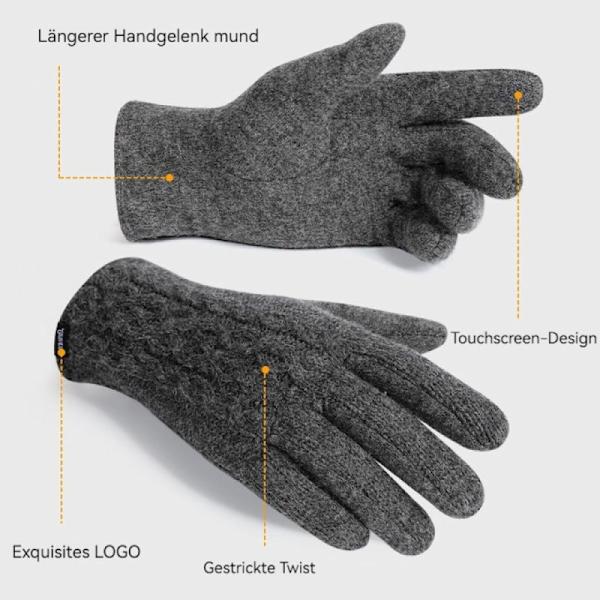 Strikkede vinterhandsker, unisex, touchscreen, elastiske, vindafvisende, sort, one size
