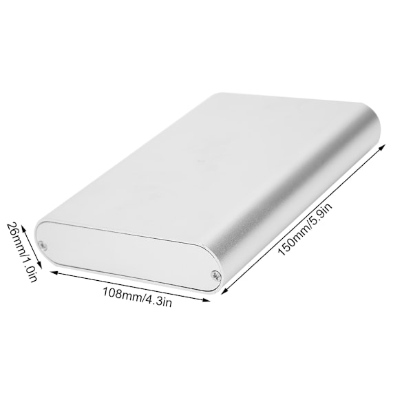 Aluminiumprojektbox Integrerad Matt Silver Elektronisk Kapsling DIY Skal 26x108x150mm