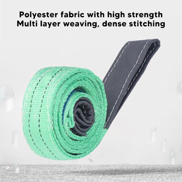 2T Flat Løftetau med Dobbel Øye Spenne Polyester Webbing Løfteslynge for Industriell Kran 2 Meter