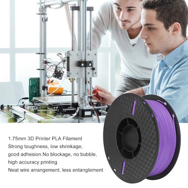 PLA 1.75mm Filament Høj Præcision Røgfrit 3D Printer Filament Trykning Forbrugsvarer 1kg Lilla
