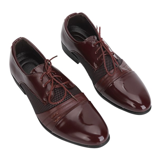 Formella Business-skor Snörning Fritid PU-läder Herr Casual Dress Skor för Vardagslivet Vinröd 42