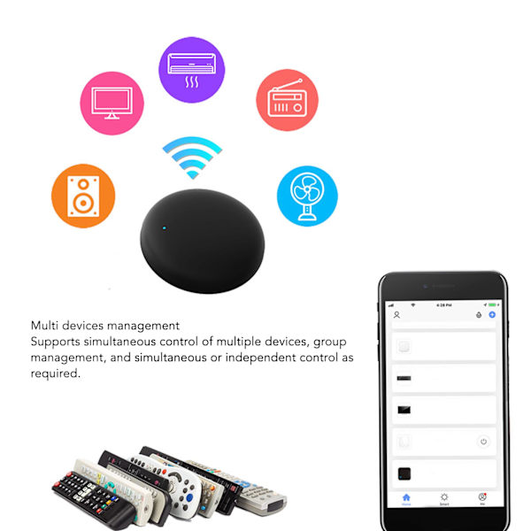 IR Universal Fjärrkontroll Mobiltelefonapp Röststyrning Infraröd Fjärrkontroll Kompatibel med Smarta Hemsystem