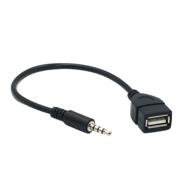 Adapterkabel AUX Datakabel 3,5 mm hanstik USB hun til AUX