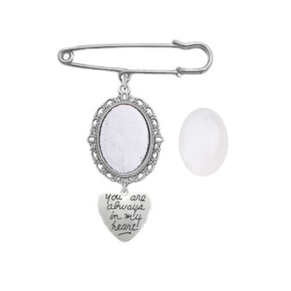 Bryllupsblomst Foto Charm Pin Brosje Ramme for Mor til Brudgom null - 1