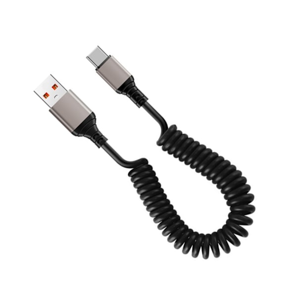 Dubbelände Typ C Laddarkabel USB Typ C Spiralkabel med 6A Snabbladdning Stöder Dataöverföring