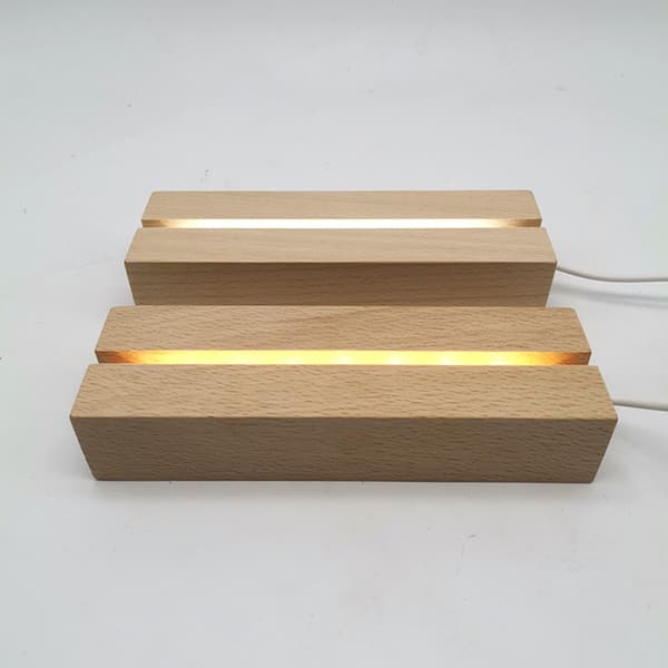 LED-lys Display Base Sokkel Krystall Trebelyst Base Stativ Natt LED-lys Lampe Base for 3D Krystalldekorasjon White light 180mm