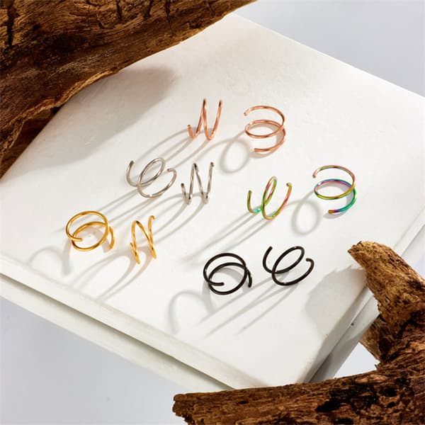 Dubbel näsring för enkel piercing näsring, vridbar näsring present Silver