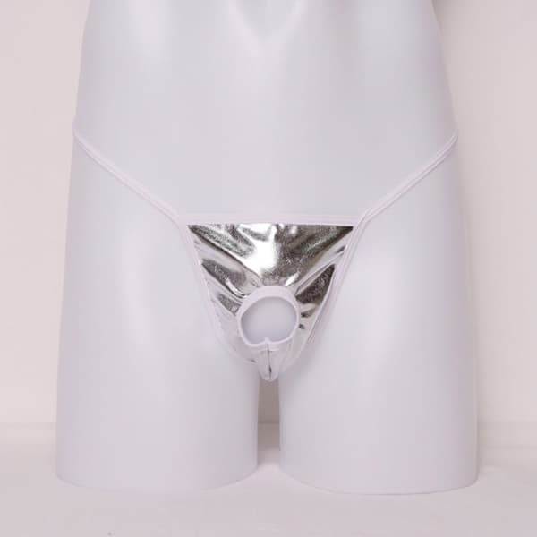 Herrstringtrosa G-string T-back underkläder, öppna underkläder erotiska underkläder present Silver