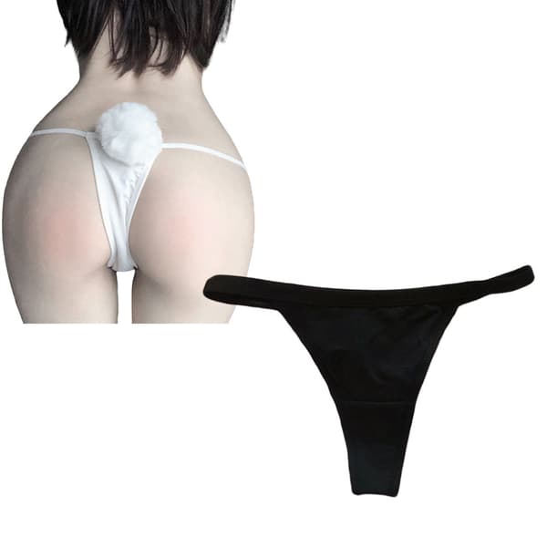 Dame Cosplay G-streng Truser Avtagbart Kaninhår White