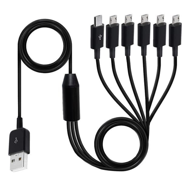 Multi Micro USB Sync-kabel 6 i 1 Laddningssladd med 6 Micro USB-kontakter för mobil