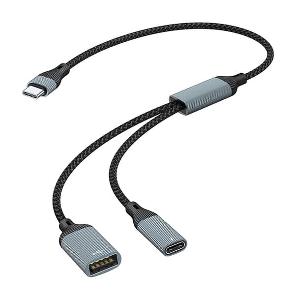 USB C Splitter Adapter 60W Strøm- og Datahubs til Bærbare Computere og Hovedtelefoner