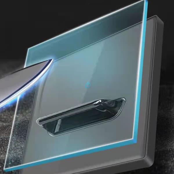Vægmonterede vippekontakter i glas og PC med nulstillingsfunktion, LED-belyst panel, enkel installation til moderne interiør null - Double control once